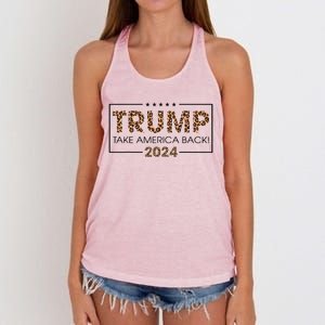 Donald Trump 2024 Take America Back Leopard Print Gift Women's Knotted Racerback Tank