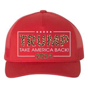 Donald Trump 2024 Take America Back Leopard Print Gift Yupoong Adult 5-Panel Trucker Hat