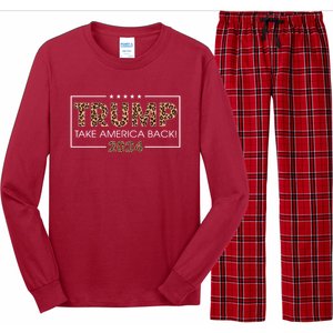 Donald Trump 2024 Take America Back Leopard Print Gift Long Sleeve Pajama Set