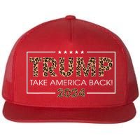 Donald Trump 2024 Take America Back Leopard Print Gift Flat Bill Trucker Hat