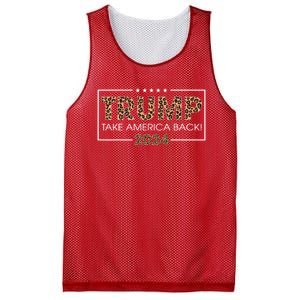 Donald Trump 2024 Take America Back Leopard Print Gift Mesh Reversible Basketball Jersey Tank