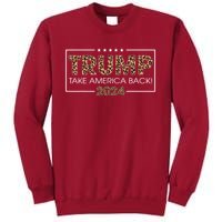 Donald Trump 2024 Take America Back Leopard Print Gift Tall Sweatshirt