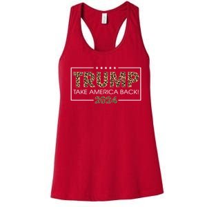 Donald Trump 2024 Take America Back Leopard Print Gift Women's Racerback Tank