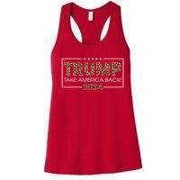 Donald Trump 2024 Take America Back Leopard Print Gift Women's Racerback Tank