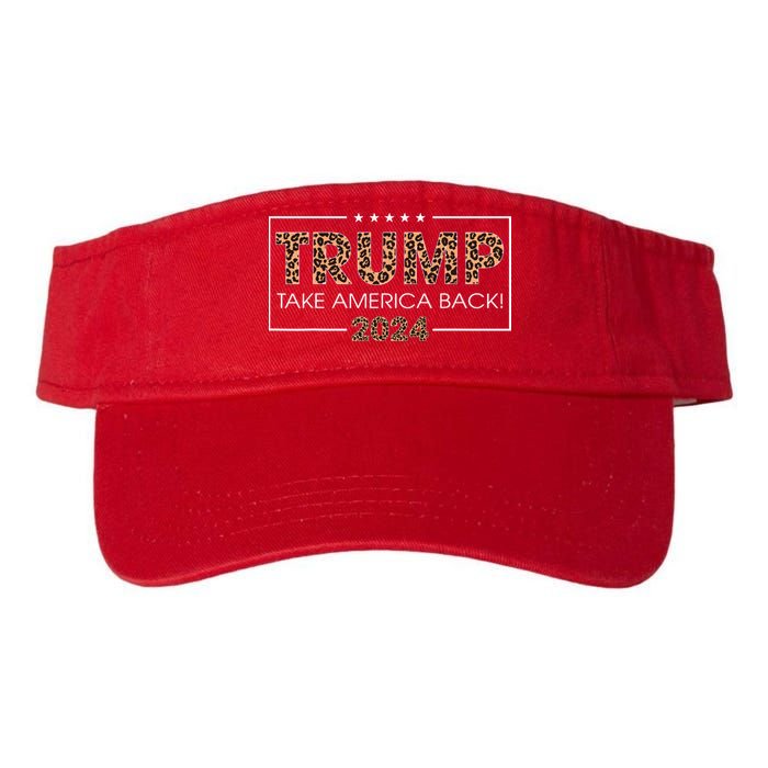 Donald Trump 2024 Take America Back Leopard Print Gift Valucap Bio-Washed Visor