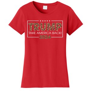 Donald Trump 2024 Take America Back Leopard Print Gift Women's T-Shirt