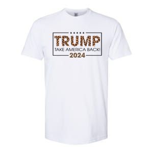 Donald Trump 2024 Take America Back Leopard Print Gift Softstyle CVC T-Shirt