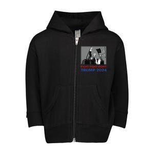 Donald Trump 2024 Fight Fight Fight Donald Trump Fist Pump Toddler Zip Fleece Hoodie