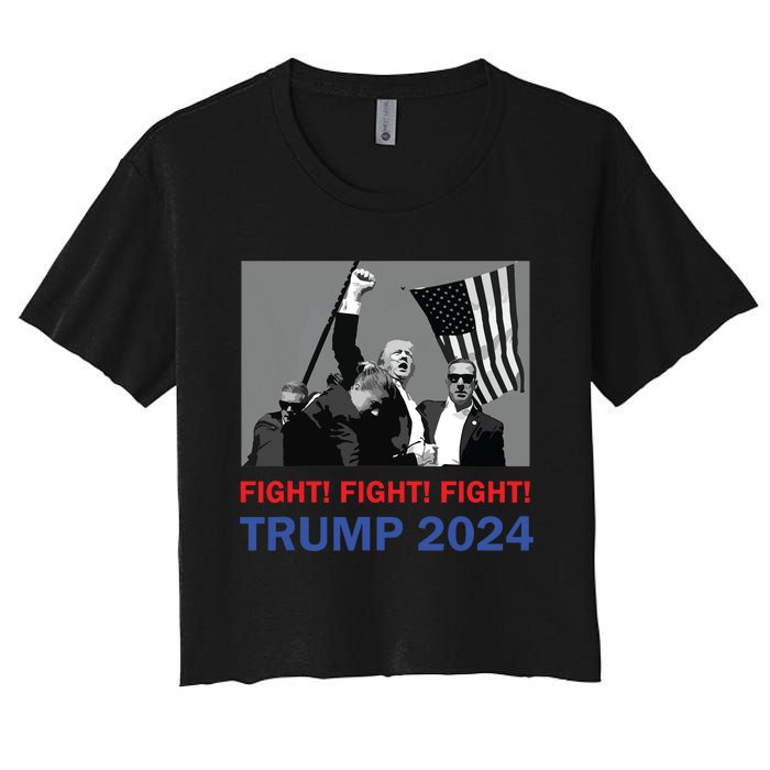 Donald Trump 2024 Fight Fight Fight Donald Trump Fist Pump Women's Crop Top Tee