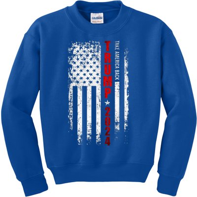 Donald Trump 2024 Take America Back American Flag Patriotic Kids Sweatshirt