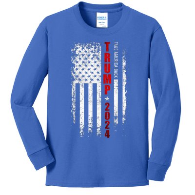 Donald Trump 2024 Take America Back American Flag Patriotic Kids Long Sleeve Shirt