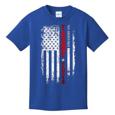 Donald Trump 2024 Take America Back American Flag Patriotic Kids T-Shirt