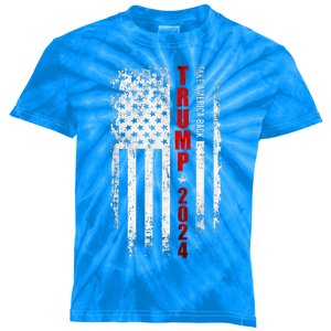 Donald Trump 2024 Take America Back American Flag Patriotic Kids Tie-Dye T-Shirt