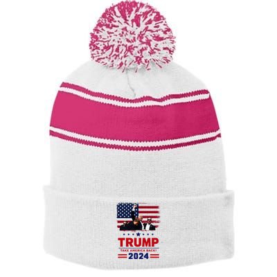 Donald Trump 2024 Survived Shot At Election Rally Stripe Pom Pom Beanie