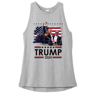 Donald Trump 2024 Survived Shot At Election Rally Ladies PosiCharge Tri-Blend Wicking Tank