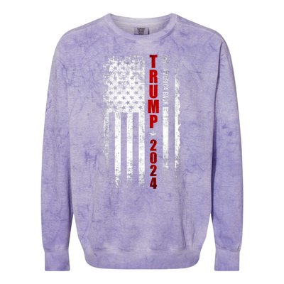 Donald Trump 2024 Take America Back American Flag Patriotic Colorblast Crewneck Sweatshirt