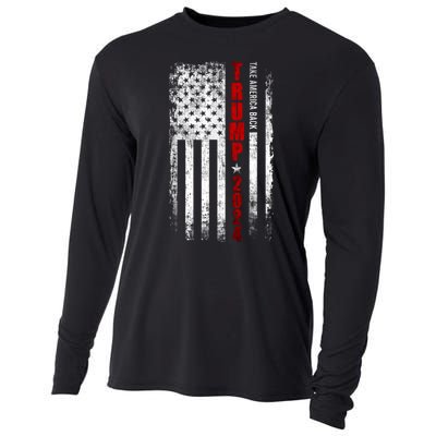 Donald Trump 2024 Take America Back American Flag Patriotic Cooling Performance Long Sleeve Crew