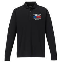 Donald Trump 2024 Take America Back Donald Trump 2024 Performance Long Sleeve Polo