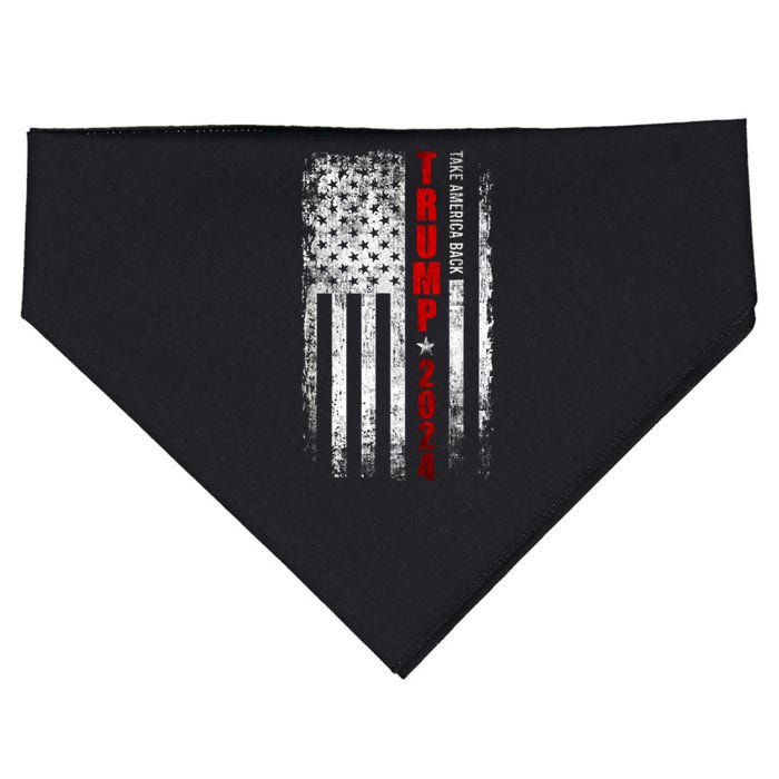 Donald Trump 2024 Take America Back American Flag Patriotic USA-Made Doggie Bandana