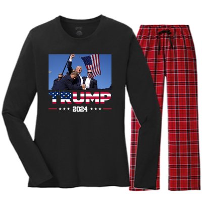 Donald Trump 2024 Survived Shot At Pennsylvania Rally You Best Not Miss Women's Long Sleeve Flannel Pajama Set 