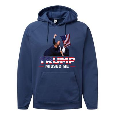 Donald Trump 2024 Missed Me Survived Shot At Election Performance Fleece Hoodie