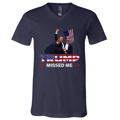 Donald Trump 2024 Missed Me Survived Shot At Election V-Neck T-Shirt