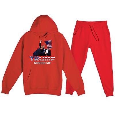 Donald Trump 2024 Missed Me Survived Shot At Election Premium Hooded Sweatsuit Set