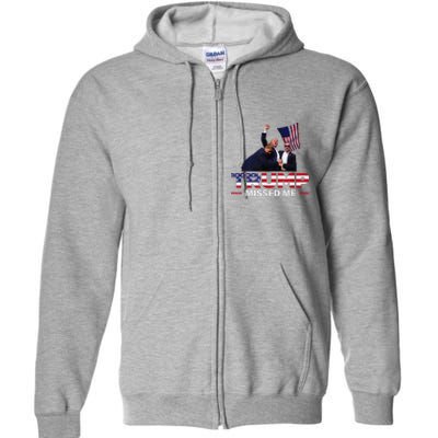 Donald Trump 2024 Missed Me Survived Shot At Election Full Zip Hoodie