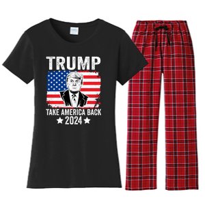 Donald Trump 2024 Take America Back Donald Trump 2024 Women's Flannel Pajama Set