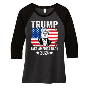 Donald Trump 2024 Take America Back Donald Trump 2024 Women's Tri-Blend 3/4-Sleeve Raglan Shirt