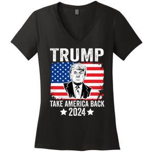 Donald Trump 2024 Take America Back Donald Trump 2024 Women's V-Neck T-Shirt