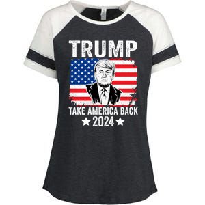 Donald Trump 2024 Take America Back Donald Trump 2024 Enza Ladies Jersey Colorblock Tee