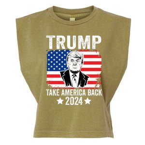 Donald Trump 2024 Take America Back Donald Trump 2024 Garment-Dyed Women's Muscle Tee