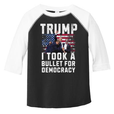 Donald Trump 2024 I Took A Bullet For Democracy Us Flag Toddler Fine Jersey T-Shirt