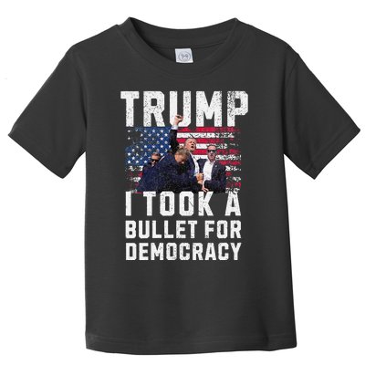 Donald Trump 2024 I Took A Bullet For Democracy Us Flag Toddler T-Shirt