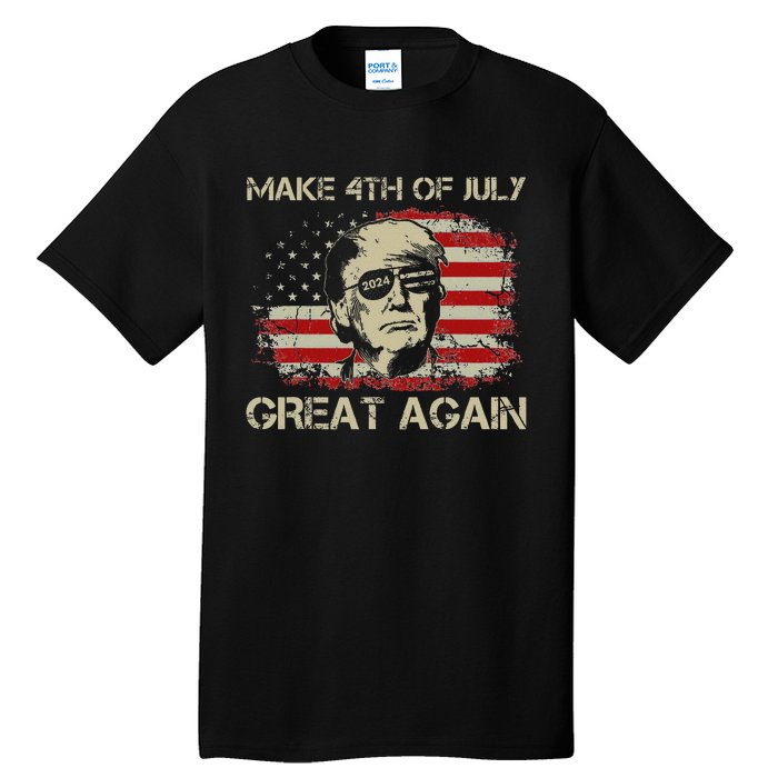 Donald Trump 2024 Make 4th Of July Great Again American Flag Tall T-Shirt