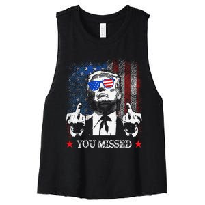 Donald Trump 2024 Take America Back Flag You Missed Women's Racerback Cropped Tank