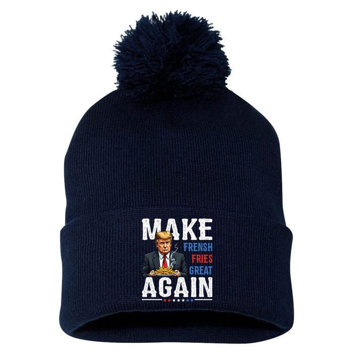 Donald Trump 2024 French Fry Make French Fries Great Again Pom Pom 12in Knit Beanie