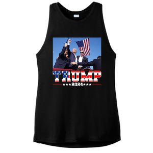 Donald Trump 2024 Survived Shot At Election Rally Usa Ladies PosiCharge Tri-Blend Wicking Tank