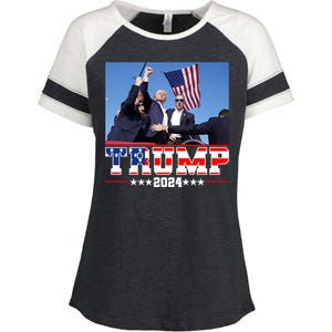 Donald Trump 2024 Survived Shot At Election Rally Usa Enza Ladies Jersey Colorblock Tee