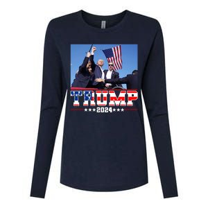 Donald Trump 2024 Survived Shot At Election Rally Usa Womens Cotton Relaxed Long Sleeve T-Shirt