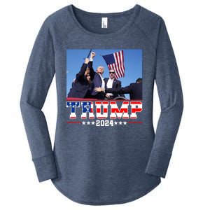 Donald Trump 2024 Survived Shot At Election Rally Usa Women's Perfect Tri Tunic Long Sleeve Shirt