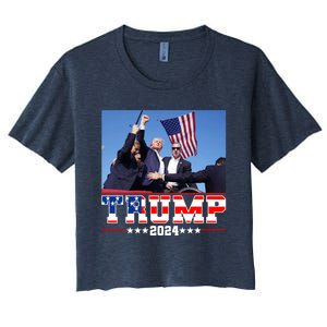 Donald Trump 2024 Survived Shot At Election Rally Usa Women's Crop Top Tee