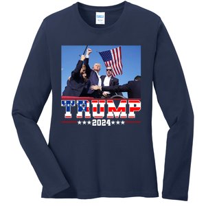 Donald Trump 2024 Survived Shot At Election Rally Usa Ladies Long Sleeve Shirt