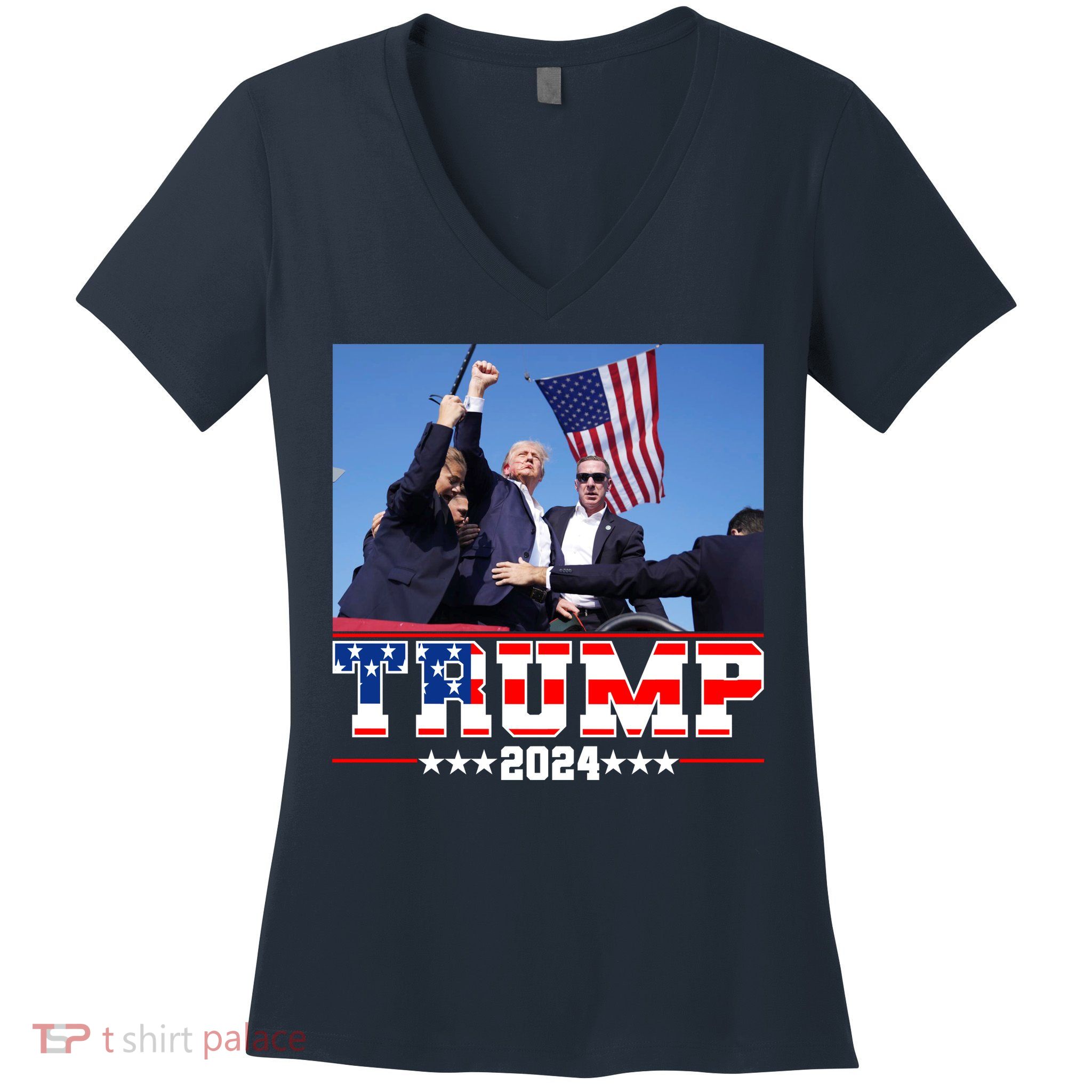 Donald Trump 2024 Survived Shot At Election Rally Usa Women's V-Neck T-Shirt