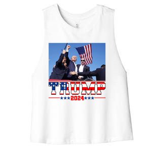 Donald Trump 2024 Survived Shot At Election Rally Usa Women's Racerback Cropped Tank