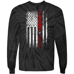 Donald Trump 2024 Take America Back American Flag Patriotic Tie-Dye Long Sleeve Shirt