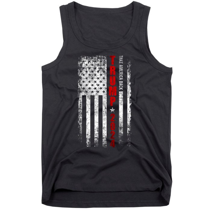 Donald Trump 2024 Take America Back American Flag Patriotic Tank Top