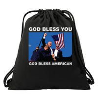 Donald Trump 2024 God Bless You God Bless America Drawstring Bag