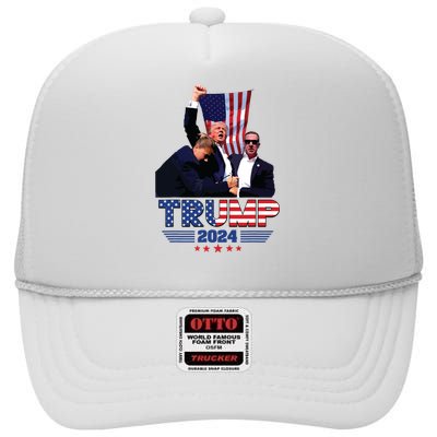 Donald Trump 2024 Survived Shot At Election Rally High Crown Mesh Back Trucker Hat